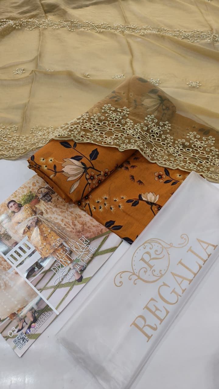 Print Kari With Cutwork | Regalia Textiles |RGT001