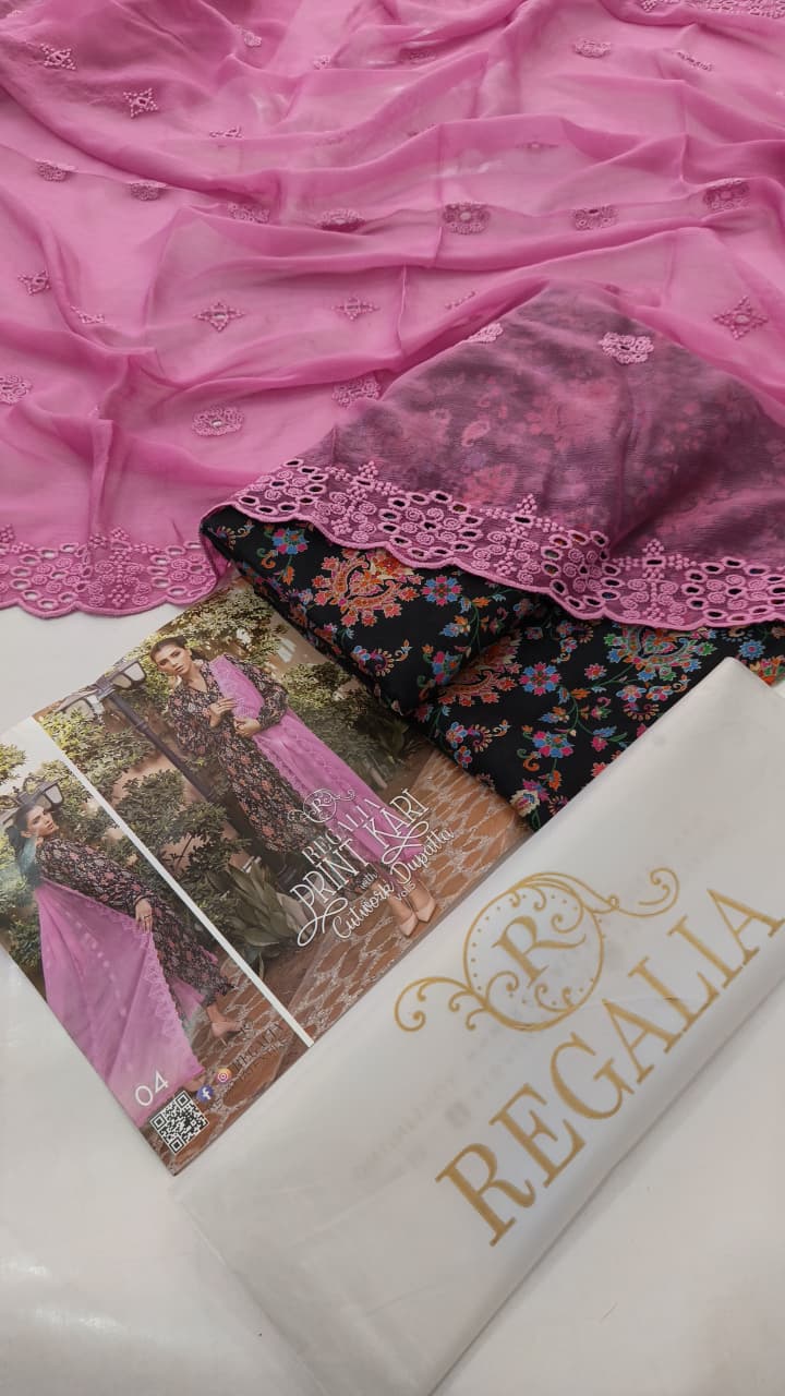 Print Kari With Cutwork | Regalia Textiles |RGT003