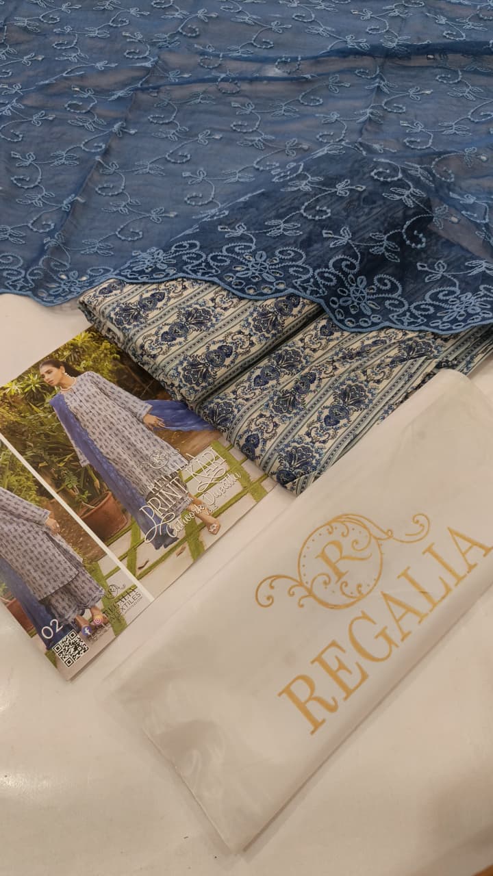 Print Kari With Cutwork | Regalia Textiles |RGT004